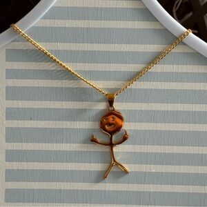 FU Charming Gold Stick Figure Pendant Necklace